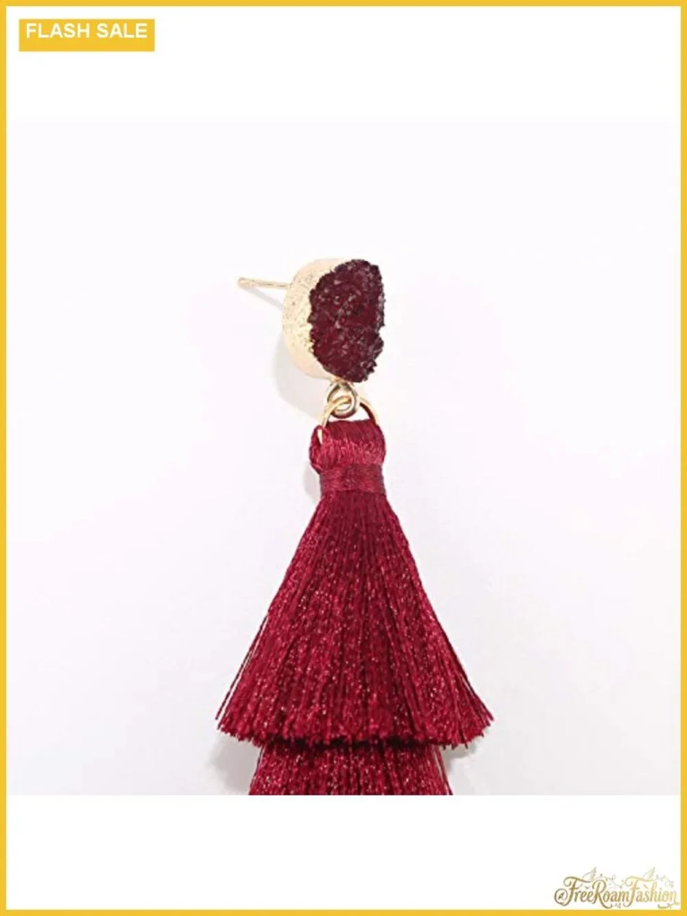 Tiered Tassel Earrings with Druzy Stud Gold Plated Women's Jewelry